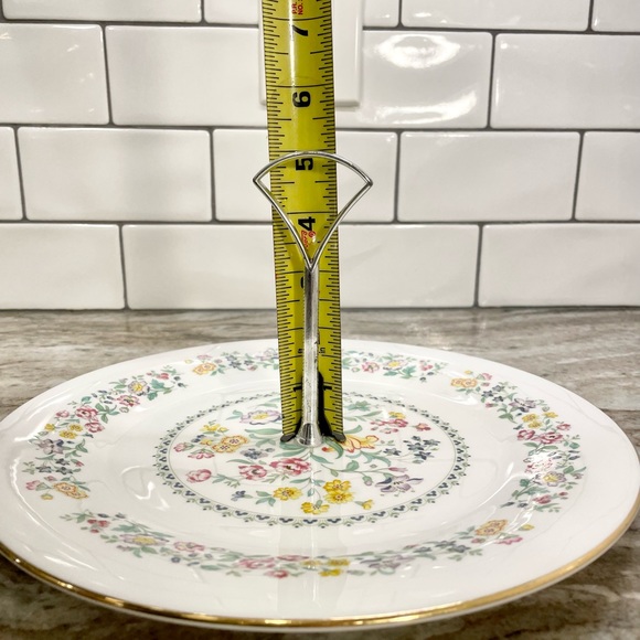 Royal Doulton Spring Glory Tidbit Tray Bone China with Silver Handle Vtg - Picture 10 of 11